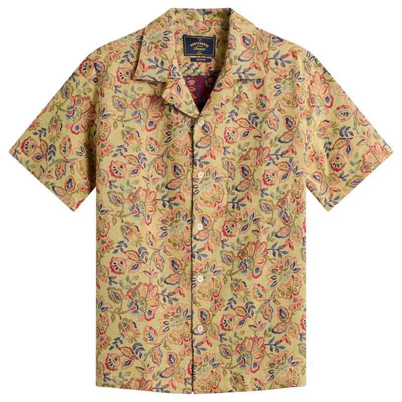 ポーチュギースフランネル メンズ トップス シャツ Portuguese Flannel Tapestry Flowers Vacation Shirt Natural