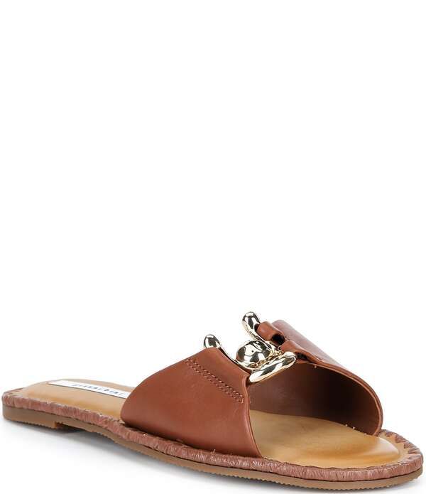 ジャンビニ レディース シューズ パンプス サンダル レザー Gianni Bini Ferreleather Ornamented Slide Sandals Miko Tan タン