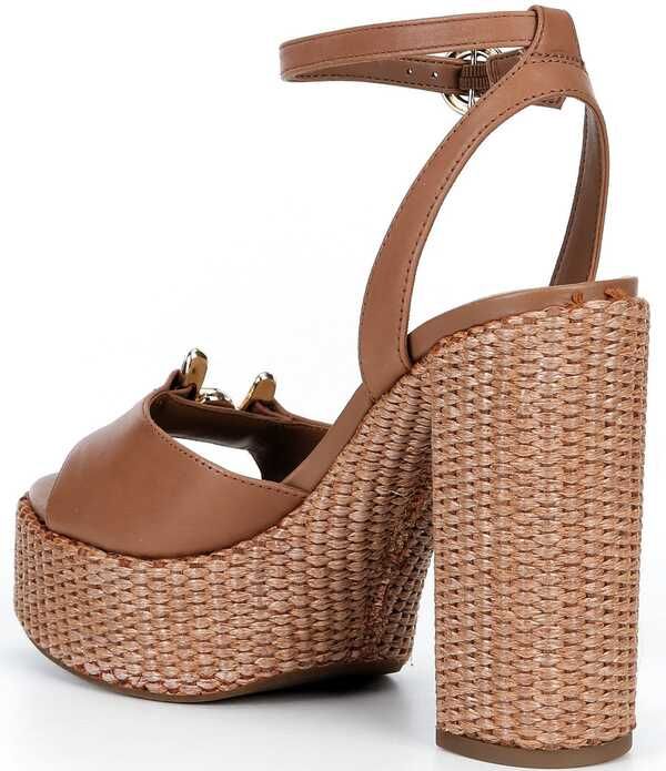 ジャンビニ レディース シューズ サンダル プラットフォーム レザー Gianni Bini Calvo Leather Ornamented Raffia Platform Dressandals