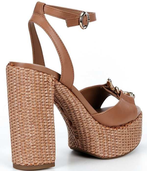 ジャンビニ レディース シューズ サンダル プラットフォーム レザー Gianni Bini Calvo Leather Ornamented Raffia Platform Dressandals
