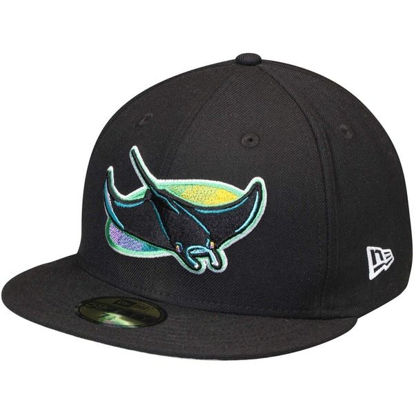 ニューエラ メンズ アクセサリー 帽子 ウール Mens New Era Black Tampa Bay Rays Cooperstown Collection Wool 59FIFTY Fitted