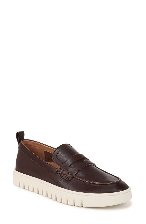 バイオニック レディース シューズ スリッポン・ローファー Vionic Uptown Hybrid Penny Loafer Dark Brown Leather ブラウン