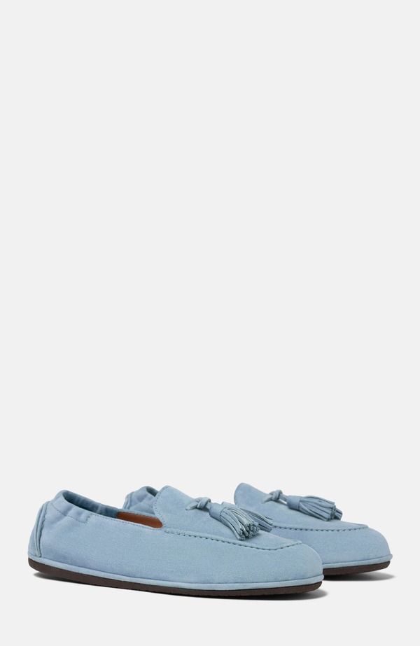 スカロッソ レディース シューズ スリッポン・ローファー SCAROSSO Anais Loafers Light Blue Suede ブルー
