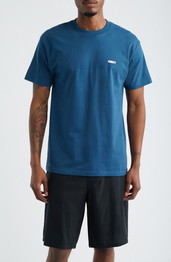 オベイ メンズ トップス Tシャツ グラフィック Obey Truth to Power Graphic TShirt Harbor Blue ブルー