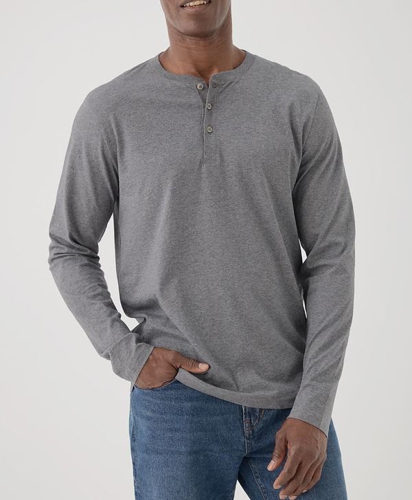 パクト メンズ トップス シャツ コットン Pact Organicotton Softspun Long Sleeve Henley Medium Grey Heather グレー