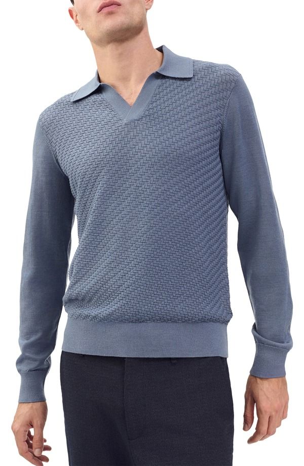ラグアンドボーン メンズ トップス ポロシャツ ウール セーター rag bone Charles Wool Johnny Collar Polo Sweater Blue ブルー