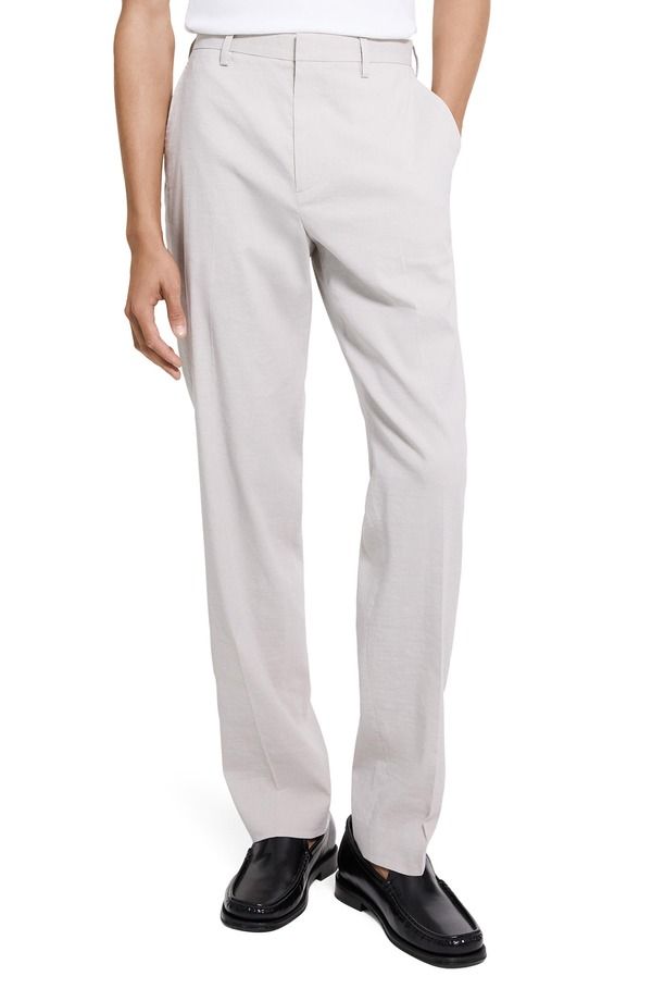 セオリー メンズ ボトムス カジュアルパンツ リネン Theory Linen Blend Standard Pantsilver Cloud シルバー