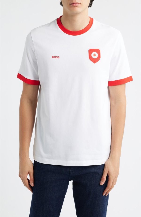ボス メンズ トップス Tシャツ コットン グラフィック BOSS Lux Stretch Cotton Graphic TShirt Canada