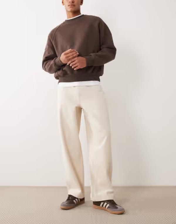 エイソス メンズ ボトムス デニムパンツ ジーンズ ASOS DESIGN loose straightextured jeans in ecru エクリュ