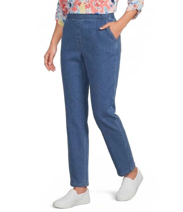 アリソン デイリー レディース ボトムス デニムパンツ ストレート プチ ジーンズ Allison Daley Petite Size Straight Leg Stretch Denim Elast