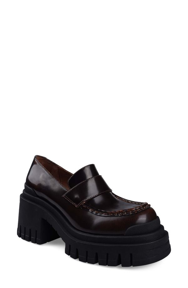 ジジ レディース シューズ オックスフォード プラットフォーム ローファー ZIGI Orlana Platform Loafer Brown Leather ブラウン