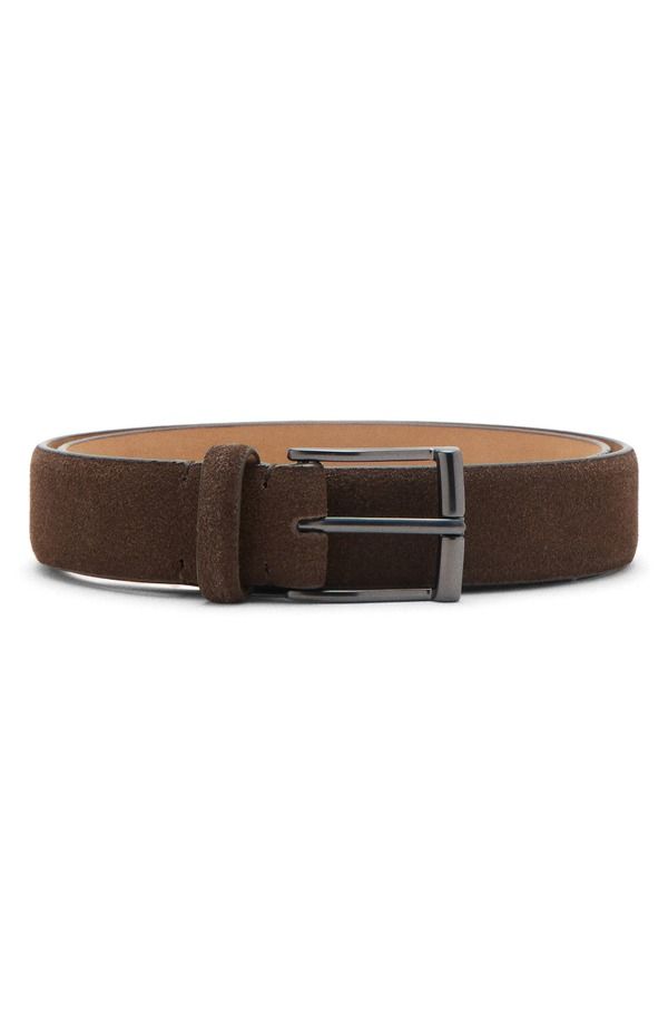 マンゴ メンズ アクセサリー ベルト スエード MANGO Suede Belt Brown ブラウン