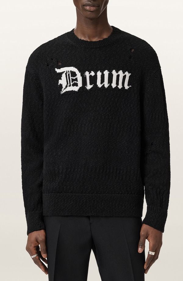 オールセインツ メンズ アウター パーカー・スウェット クルーネック セーター コットン AllSaints Drum Roll Intarsia Cotton Crewneck Sweater Bl