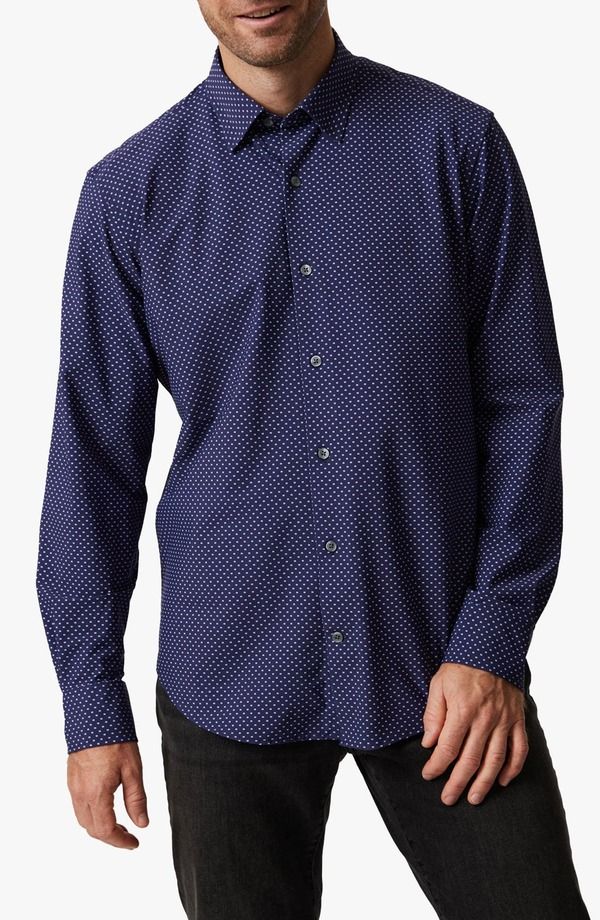 ３４ヘリテージ メンズ トップス シャツ 34 Heritage Crystal ButtonUp Shirt Navy ネイビー