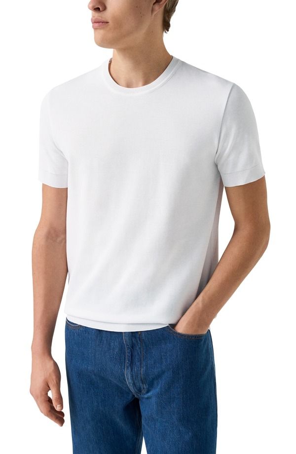 エトン メンズ トップス Tシャツ コットン Eton Texture Cotton TShirt White ホワイト