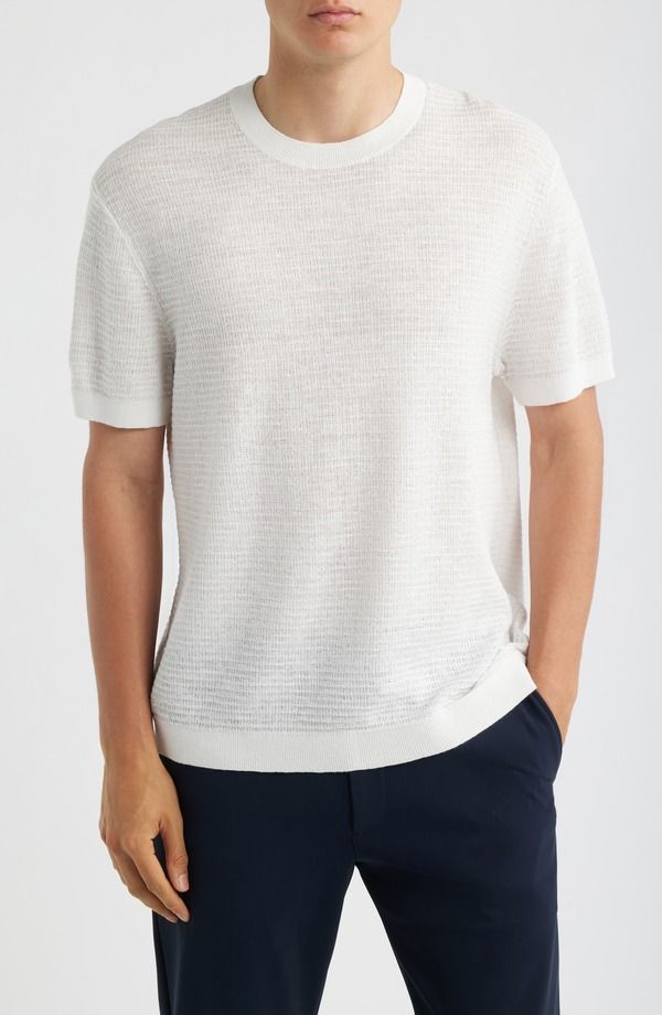 セオリー メンズ トップス シャツ セーター ニット Theory Kolben Pacific Short Sleeve Textured Knit Sweater Winter Ivory アイボ