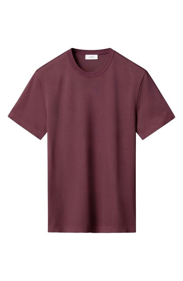 エトン メンズ トップス Tシャツ コットン Eton Texture Cotton TShirt Dark Purple パープル