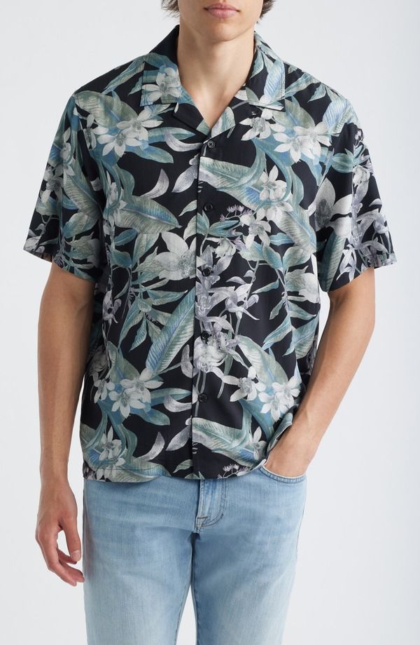 ラグアンドボーン メンズ トップス シャツ フラワー柄 フラワー rag bone Avery Tropical Floral Camp Shirt Blacktropi