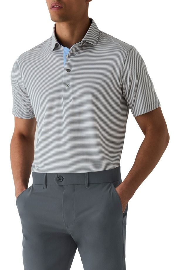 グレイソン メンズ トップス ポロシャツ Greyson Saranac Striperformance Golf Polo Shadow Arctic ストライプ