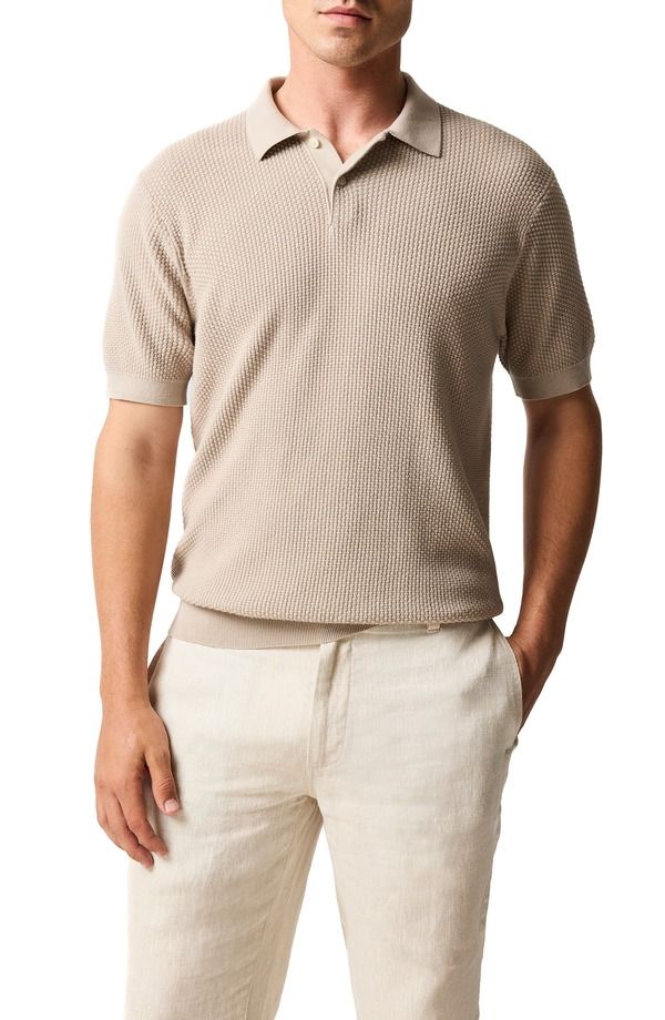 ロッドアンドグン メンズ トップス ポロシャツ セーター コットン Rodd Gunn Amberley Diamond Jacquard Cotton Polo Sweater Sand サンド