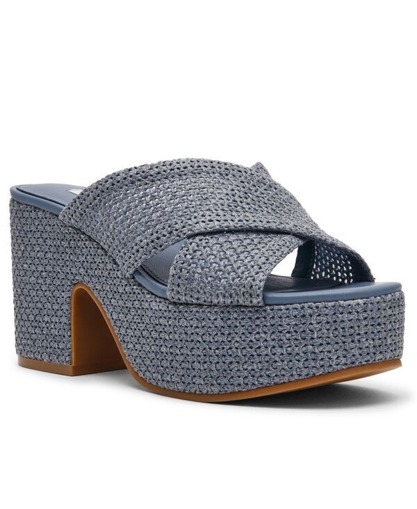 スティーブ マデン レディース シューズ サンダル プラットフォーム Steve Madden Womens Truthful Crossband Platform Sandals Blue Raff