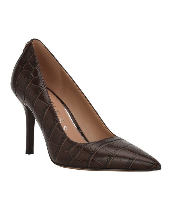 ゲス レディース シューズ パンプス ヒール GUESS Womens Prindy Square Topline Pointed Toe Fashion Heel Dark Brown Croco