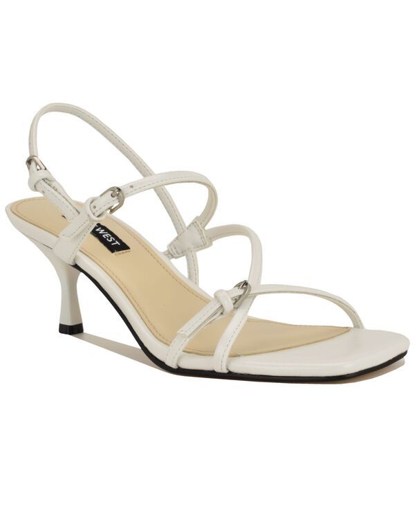 ナインウェスト レディース シューズ サンダル ヒール Nine West Womens Hayla Strappy Kitten Heel Slingback Sandals White Paten