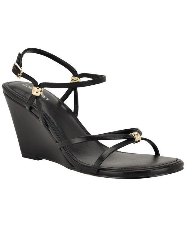 カルバンクライン レディース シューズ サンダル Calvin Klein Womens Deliney Strappy Wedge Dressandals Black ブラック
