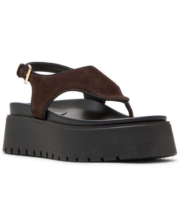 スティーブ マデン レディース シューズ サンダル Steve Madden Womens Tabor Hooded Flatform Thong Sandals Brown Suede ブラウン