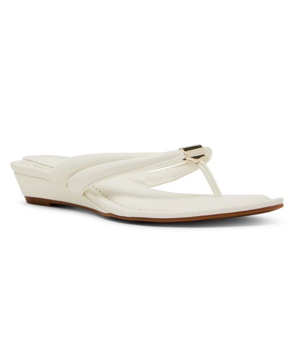 アンクライン レディース シューズ サンダル Anne Klein Womens Bari Thong Demi Wedge Sandals White ホワイト