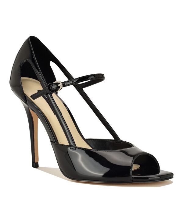 ナインウェスト レディース シューズ パンプス Nine West Womens Perela Strappy Peep Toe Stiletto Pumps Black Patent ブラック