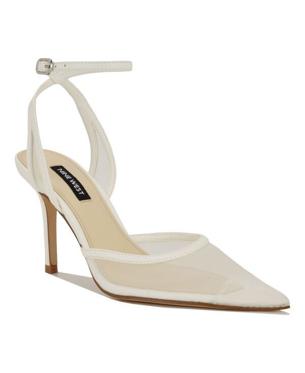 ナインウェスト レディース シューズ パンプス メッシュ アンクル Nine West Womens Gullia Mesh Ankle Strap Stiletto Dress Pumps Whit