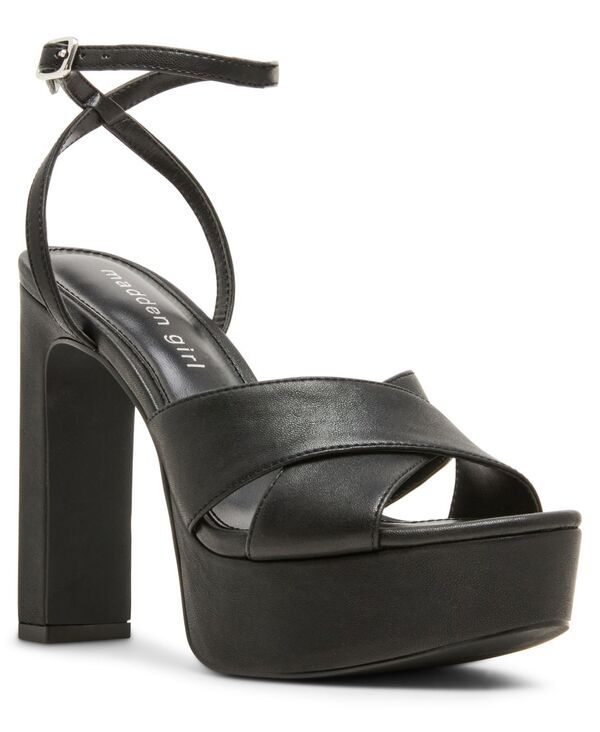 マッデンガール レディース シューズ サンダル プラットフォーム Madden Girl Amber Crossband Platform Dressandals Black ブラック