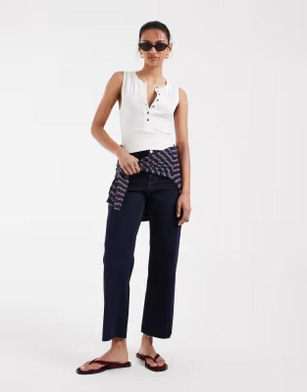 エイソス レディース ボトムス デニムパンツ ストレート アンクル ジーンズ ASOS DESIGN ankle grazer comfort stretch straight leg jeans i