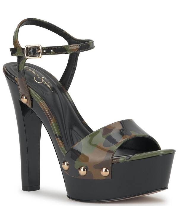 ジェシカシンプソン レディース シューズ サンダル プラットフォーム プリント Jessica Simpson Calenta Camo Print Stud Platform Sandals Gre
