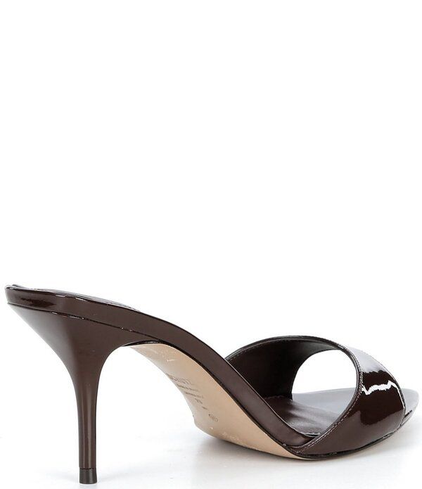 シュッツ レディース シューズ サンダル レザー Schutz Elodie Patent Leather Stiletto Slide Sandals Root Brown ブラウン