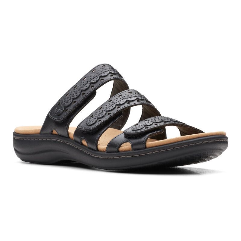 クラークス レディース シューズ サンダル レザー Clarks Laurieann Cove Womens Leather Slide Sandals Black ブラック