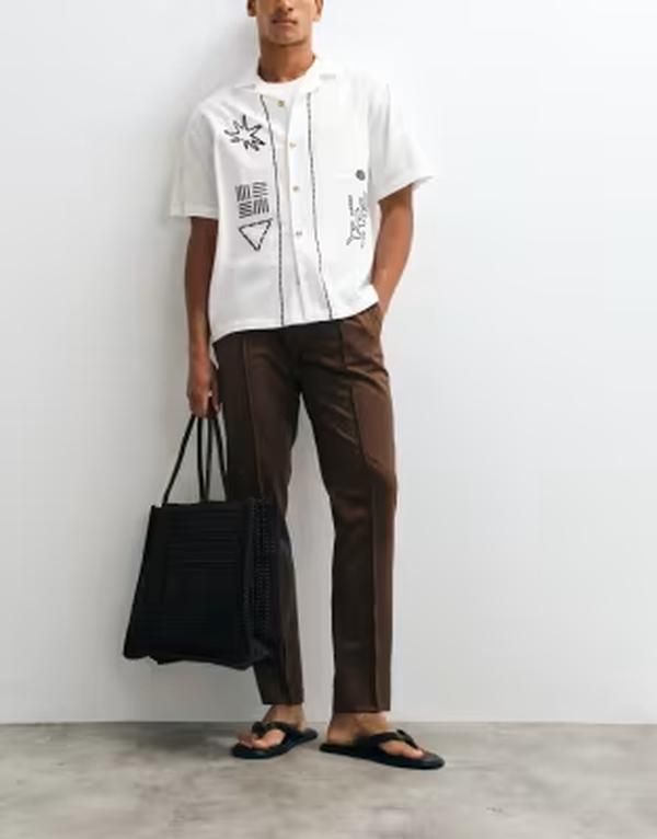 エイソス メンズ ボトムス カジュアルパンツ ASOS DESIGN smart slim pants in dark brown with pintuck Dark brown ブラウン