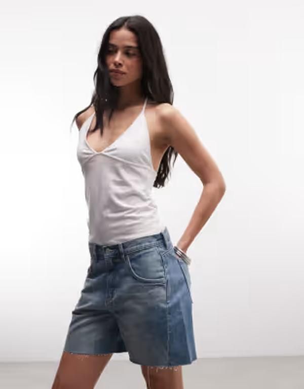 ウィークデイ レディース ボトムス ハーフパンツ・ショーツ ショートパンツ デニム Weekday lowaist baggy denim shorts with twisted front seam