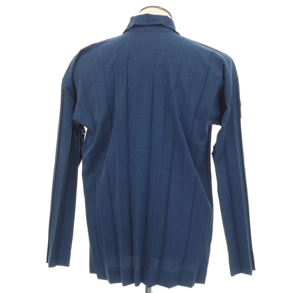 【中古】オム プリッセ イッセイミヤケ HOMME PLISSE ISSEY MIYAKE 2026年春夏 アコーディオンプリーツ加工 カジュアルシャツ ネイビー【サイズ表記なし（L位）】【メンズ】