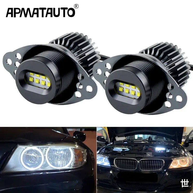 BMW E90 E91 318I LCI 09-11 DRL 用 CANBUS 80W XBDチップ LEDエンジェルアイ ハローマーカーリングライトバルブ 2個