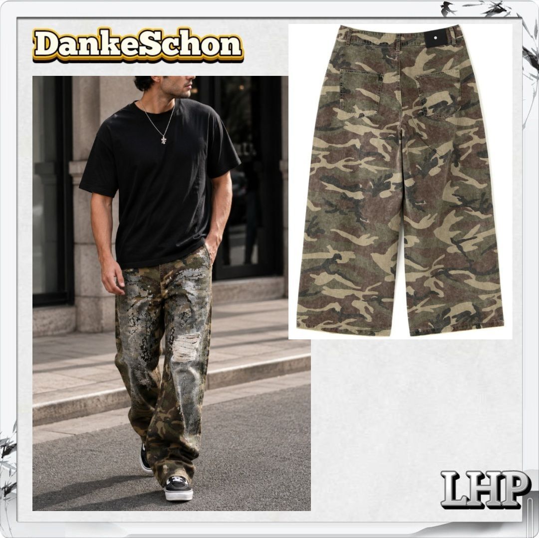 正規品 LHP ダンケシェーン カモフラージュ柄 ラインストーン カーゴパンツ 正規品 LHP DankeSchon ダンケシェーン カモフラージュ柄 ライン