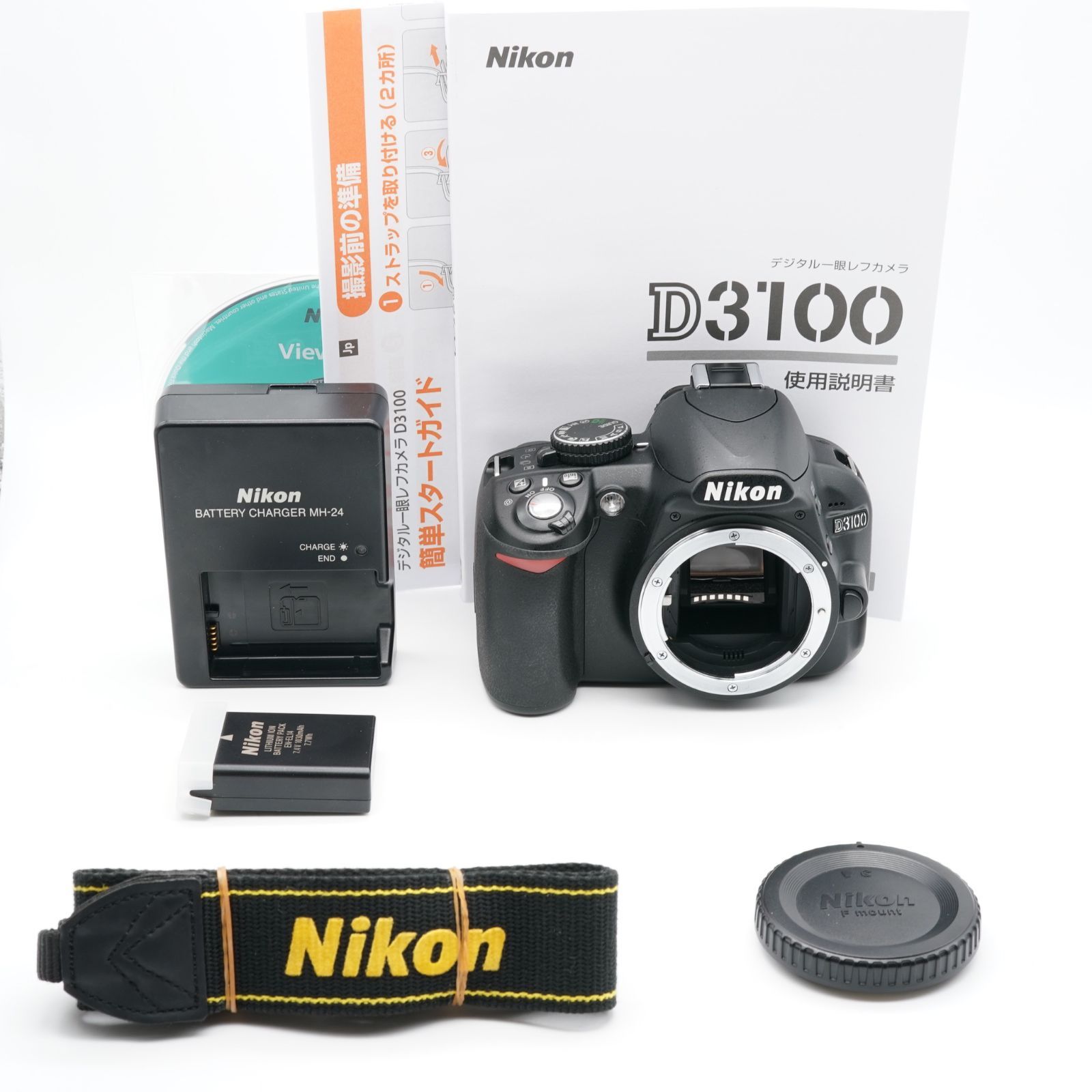 ほぼ新品 Nikon ニコン D3100 ボディ 液晶モニター焼けのため大特価！ショット数4550回、あると嬉しい取説・純正ストラップ付！