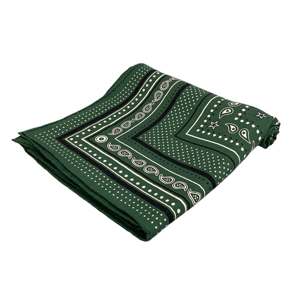 エルメス ストール(ショール)美品 カレジェアン/カレ140 グリーン×マルチ LES CLES BANDANA（レ・クレ・バンダナ） カシミヤ、シルク