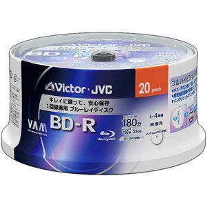 新品 ビクター 4倍速対応BD-R 20枚パック 25GB ホワイトプリンタブルVictor BV-R130C20W [PC]