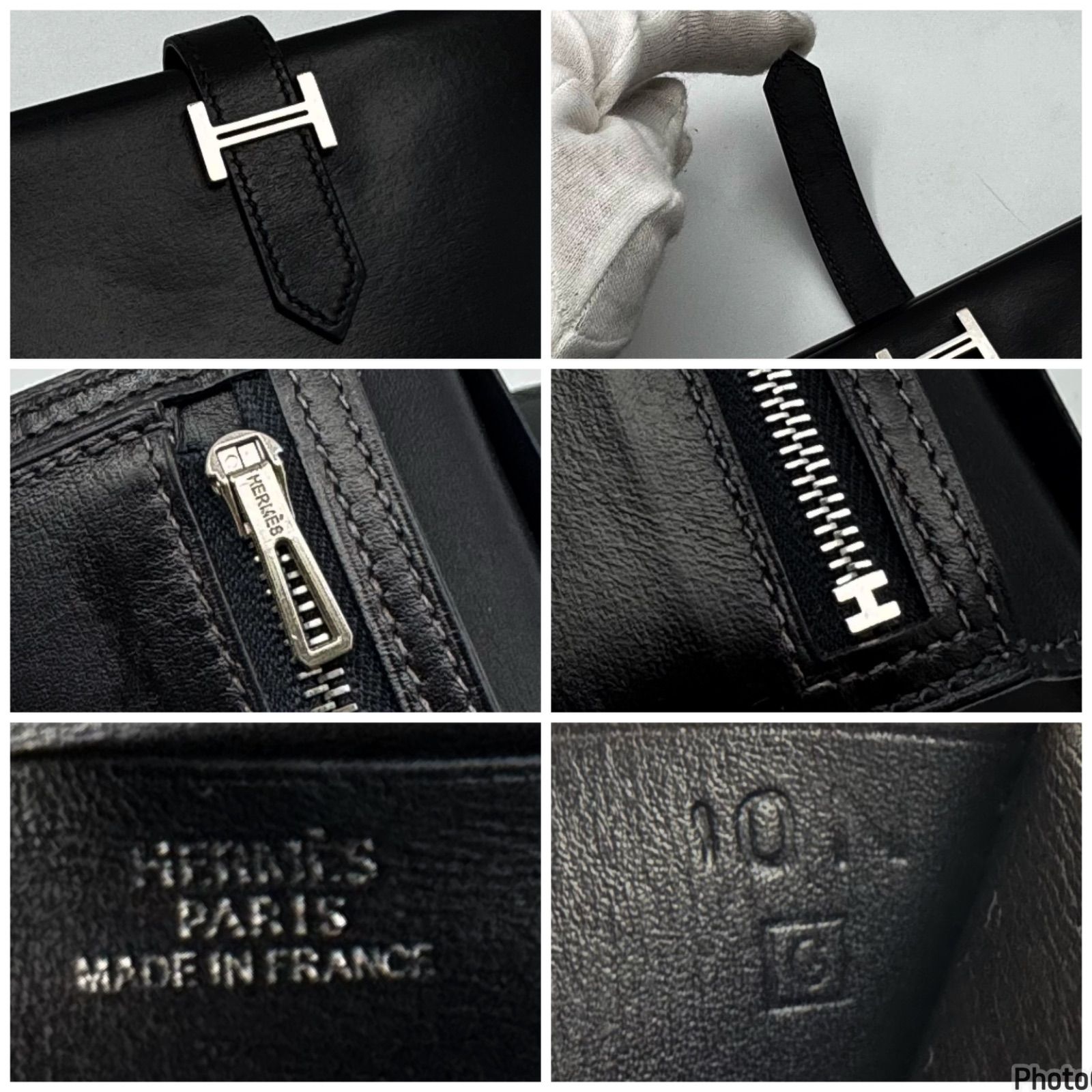 エルメス✨ベアン デュプリ 三つ折り 長財布 ブラック 129 - メルカリ