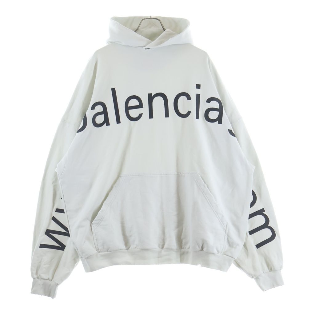 BALENCIAGA (バレンシアガ) LARGE FIT HOODIE ラージフィット プルオーバーパーカー フーディーホワイト 739024 TOVN9
