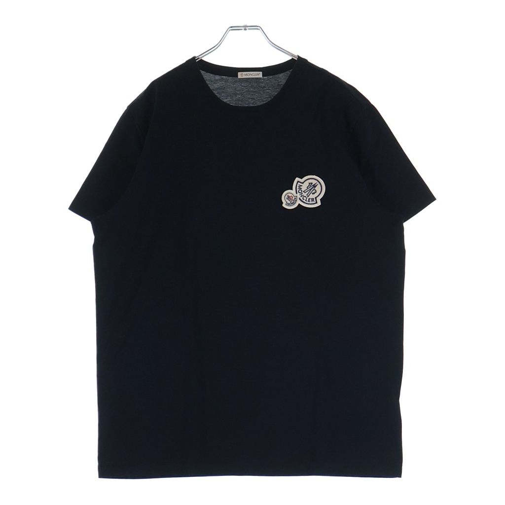 MONCLER (モンクレール) 19SS ダブルワッペンロゴ クルーネック 半袖Tシャツ カットソー ブラック D20918032500 8390Y