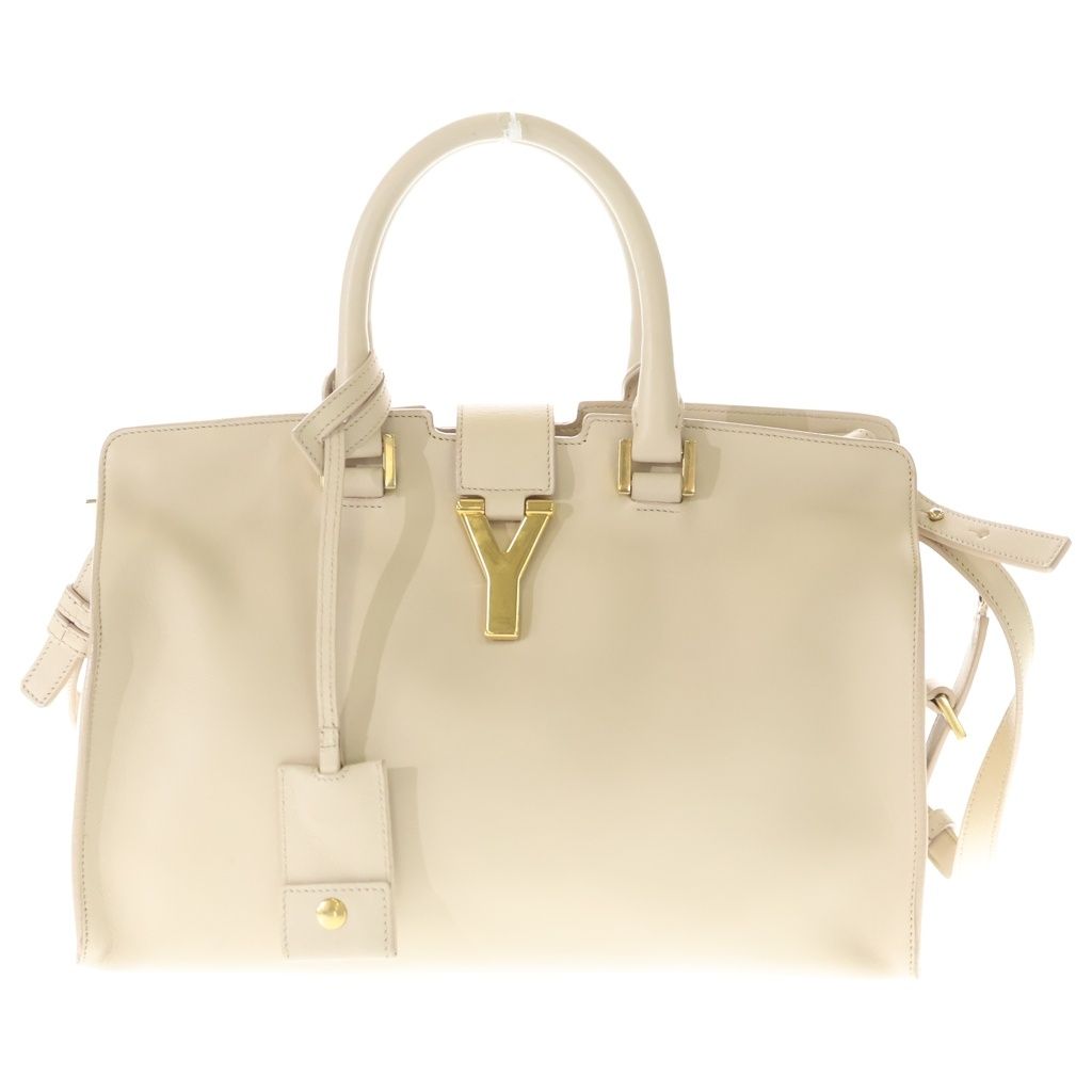 SAINT LAURENT PARIS (サンローランパリ) Yライン プチカバス 2WAYバッグ ハンドバッグ ショルダーバッグ ベージュ レザー ゴールド金具