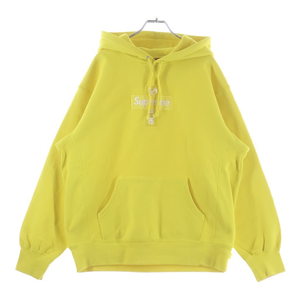SUPREME (シュプリーム) 20AW Cross Box Logo Hooded Sweatshirt クロス ボックスロゴ刺繍 プルオーバースウェットパーカー フーディー イエロー